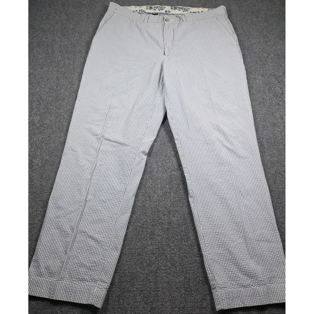 Polo Ralph Lauren Seersucker Pants Mens 36x30 Blue White Striped Cotton Preppy